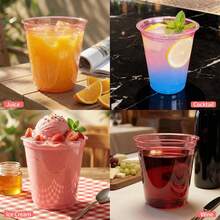 12oz Disposable Stemless Glasses,PET Solo Disposable Cups,Party Clear Plastic Wine Glasses For Parties Birthday,Wedding,Meeting,Christmas Party Supplies. (100, Pink) - 50 - 查看 4