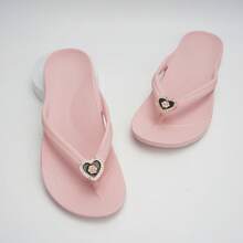 Unisex Flip Flops With Arch Support, Solid Color Beach/Home Slippers, Suitable For Spring, Summer, Autumn - Pink - Bow Shoe Flower - View 6