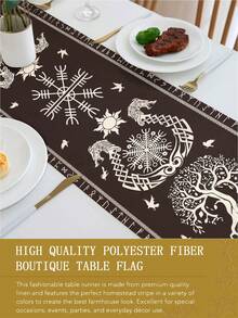1pc,Pirate Treasure Map Table Runner, Theme Decor,Multiple Sizes,Machine Washable,Polyester Fiber Rectangular Tablecloth For Home Decor. - Black and White - View 8