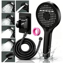 Multi-Mode Pressurized Shower Head Set, Matte Black High-Pressure Handheld Shower Head With 6 Spray Modes, Anti-Clogging Nozzles, Hose And Wall Mount Bracket - Shower Head - View 2
