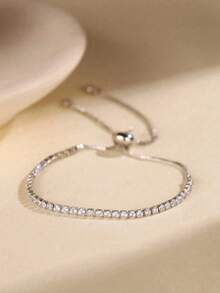 1pc Luxury Style Micro-Diamond Inlaid Minimalist Multi-Function Pull Bracelet Suitable For Daily Wear By Children - Style 2 - View 5