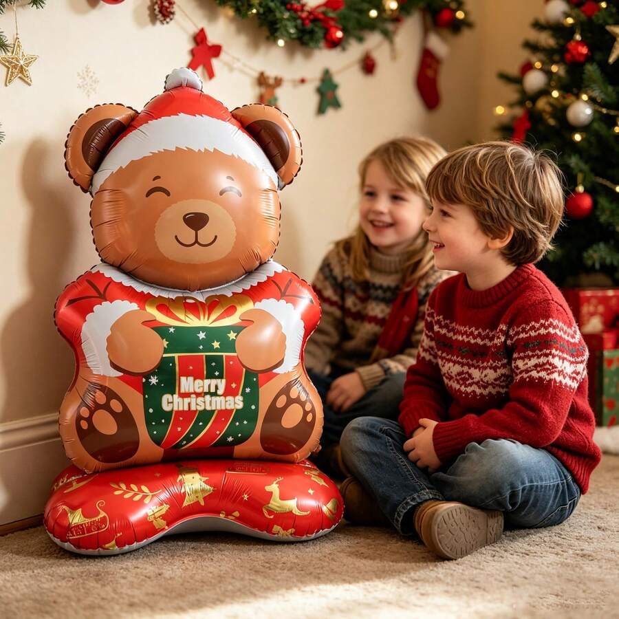 150cm Christmas Bear Balloon Cartoon Toy Balloon Christmas Gift Suitable For Birthday Party Holiday Halloween New Year Decoration - Multicolor - View 1
