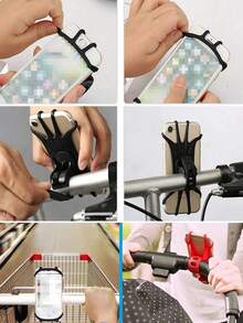 1pc 360° Rotating Silicone Baby Stroller Phone Holder, Fits 4 To 6.2 Inch Smartphones, Shockproof Hands-Free, Suitable For Travel, Soft And Secure Grip, Convenient For Parents - Multicolor - View 6