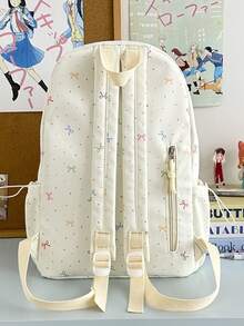 Colorful Bow Print Girls Backpack, Lightweight Student School Bag, Multifunctional Campus Backpack For Teen Girls, Suitable For Middle And High School - Multicolor - View 4