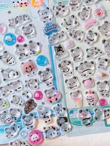 Pegatinas Lindas de Panda para Alivio del Estrés con Relieve 3D Decoración para Manualidades Infantiles Regalo Adorno - Multicolor - Ver 3