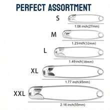 50pcs Stainless Steel Pin Brooch For Diy Jewelry Making Craft Supplies, 5 Different Sizes Of Safety Pins, Durable Safety Pins, Small And Large Safety Pins, Suitable For Sewing And DIY Arts And Crafts - B-Silver - View 3
