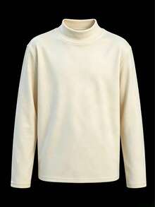 Tween Boy 3 Pieces Set Half-Neck Thickened Fleece Long Sleeve T-Shirts, Suitable For Autumn/Winter Base Layer, Warm And Comfortable Tops For Cold Winter - Multicolor - View 5