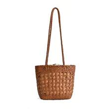 Bolso de Hombro de Cuero Genuino, Nuevo Otoño/Invierno 2023, Bolso Tejido a Mano Vintage, Estilo Bosque Hueco para Mujer - Café - Ver 5