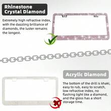 Rhinestone Metal Square Hole License Plate Frame, US Standard Rhinestone License Plate Holder For Canada, USA, Mexico, Stainless Steel, Suitable For Sedan, Sports Car, Electric Car, Travel Car, RV, SUV, Pickup, Off-Road Vehicle, Convertible, Van, Small Truck, Hybrid Car - Multiple Styles - View 11