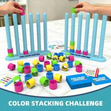 Fun Colorful Stacking Game, Tower Stacking Game, Building Blocks Set, Children's Educational Puzzle, Family Gathering Game, Color Sorting Game, 6+ Years Old, Perfect Holiday Gift - Multicolor - View 6