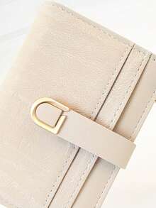 Cartera corta para mujer, mini monedero de mano multifunción con tarjetero, monedero de cremallera de unicolor exquisito, cartera casual de PU suave multifunción, nueva cartera de moda para estudiantes - Albaricoque - View 5