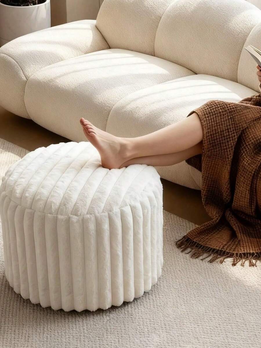 1pc 20*15 Inch Unfilled Pouf Cover, Footstool Cover - No Filling Included, Footstool, Bean Bag Floor Chair Storage Cover, Suitable For Living Room, Bedroom Home Decor - A - View 1
