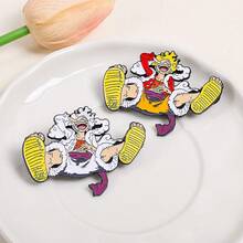 1pc One Piece Gear 5 Nika Luffy Enamel Pin Anime Monkey D Luffy Metal Lapel Brooch Backpack Hat Clothing Decor Collectible Fans Gift - Multicolor - View 3