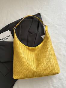 2026 New Fashion Women's Shoulder Bag Woven Bucket Bag Minimalist Large Capacity Tote Bag - Yellow - View 9
