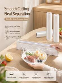 Cortador de plástico para envolver para refrigerador y cocina, dispensador de papel de aluminio, rectangular blanco - Multicolor - Ver 3