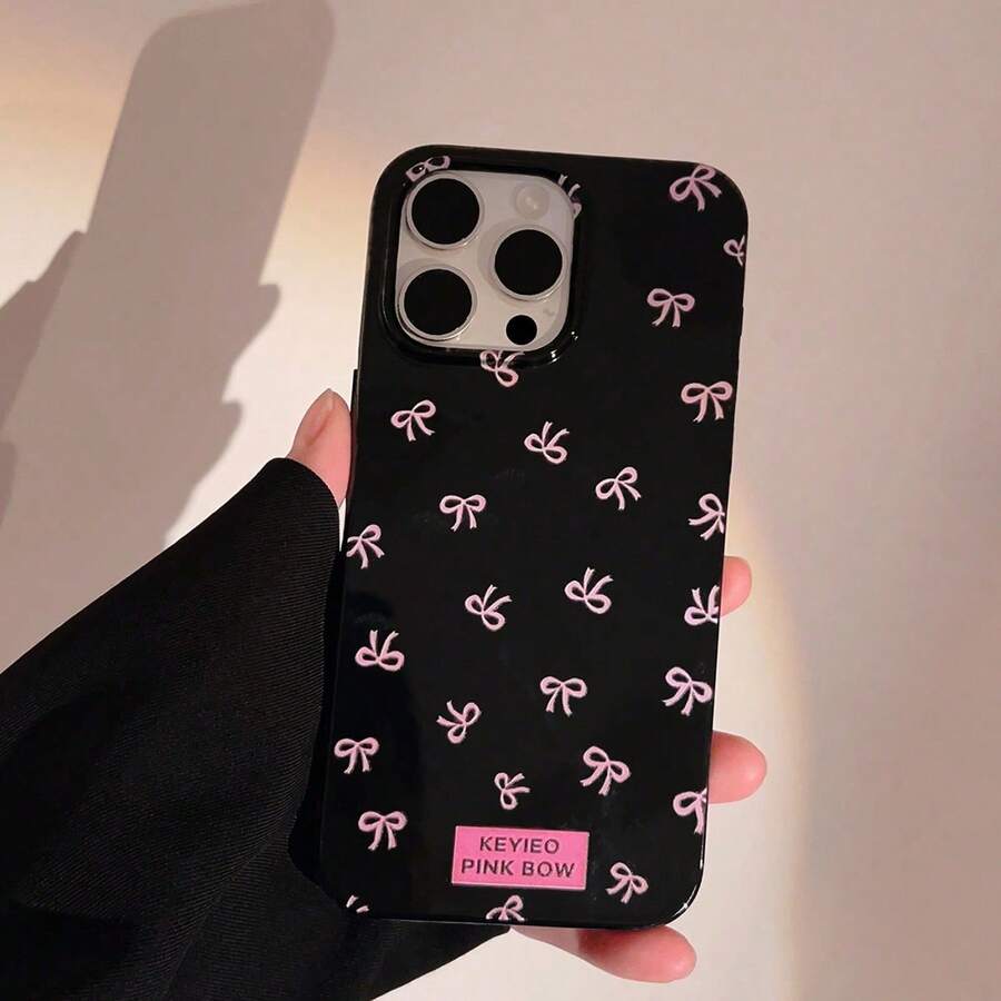 Pink Black Blue Bowknot Fashion GUCADI Pink Bow And Blue Lace Bowknot Phone Case Compatible With IPhone Waterproof Shockproof Anti-Fall Scratch Resistant Spring Gift - Multicolor - View 1
