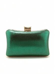 Handbag With Metal Handle, Evening Bag With Diamonds, Gold Wedding Clutch, Shoulder Bag With Chain, Small Handbag - Green - View 4