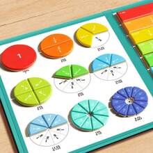 Magnetic Fraction Learning Book Set, Round And Rectangular Fraction Pieces With Percentage And Decimal Equivalents, Math Teaching Aid For Preschool And Elementary School Children, Ideal Birthday Gift For Home Education And Classroom Teaching - Multicolor - View 6