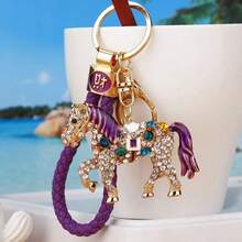 1pc Zodiac Horse Car Keychain Creative Cute Metal Pendant Key Ring Horse Success Charm Unisex Multiple Colors Available - Multicolor - View 8