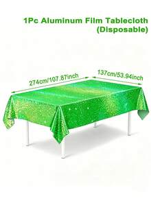 Sparkling Aluminum Film Tablecloth, Shimmering Waterproof Disposable Table Cover, Ideal For Party Decor For Baby Shower, Gender Reveal, Birthday - Green - View 13