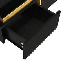 High-Gloss Coffee Table / Modern Coffee Table / MDF Living Room Table / Side Table With Drawers And Gold Accents / With Two Drawers / Easy To Clean And Assemble - Black - View 7