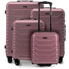W WINGS TSA Lock Luggage Set 3 Or 4 Or Suitcase To Choose 14" 16" 20" 24" 28" Travel Luggage Polycarbonate Hard Shell, Telescopic Handle, 360 Wheels ROSE GOLD - Pink - View 19