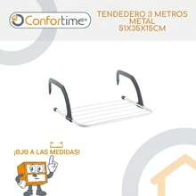 Inde CONFORTIME | حبل غسيل للسور 3م، 51x35x15سم، حبل غسيل قابل للطي للتعليق على الشرفة أو التراس، مجفف ملابس خارجي مدمج، موفر للمساحة، مثالي للمناشف والجوارب - 3M معدني 51*35*15 سم - مشاهدة 6
