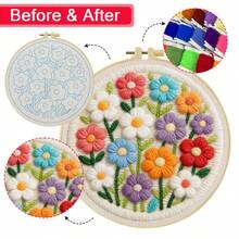 DIY Punch Needle Embroidery Kit, Includes Punch Needle, Yarn, Instructions, Embroidery Hoop And Pre-Printed Fabric, Sloth Pattern, Suitable For Home Wall Decor, Perfect Gift For Family And Friends, 20X20cm (7.87X7.87 Inches) - A - View 12