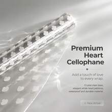 Premium White Heart Print Crystal Clear Cellophane Wrap Roll, Waterproof & Durable Transparent Gift Film, Elegant White Heart Pattern For Bouquet, Birthday, Wedding & All Occasion Wrapping - View 1