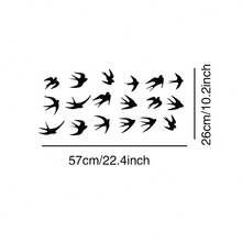1組黑色鳥類剪影牆貼,飛翔鳥群乙烯基貼紙,防水可移除現代裝飾,適用於居家、辦公室與電視牆藝術 - 黑色1件 - 查看 6
