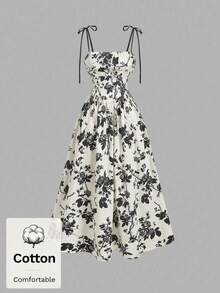guangzhougaolangshangmao  MOD Vestido camisero con estampado de flores de silueta negra sobre fondo albaricoque, vestido renacentista, vestidos - Albaricoque - Ver 6