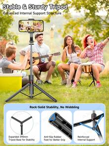 KEELEAD 67-Inch Phone Selfie Stick Tripod With Detachable Remote Control, Extendable Selfie Stick Tripod, Suitable For Outdoor Travel Beauty Photography Live Streaming And Other Scenarios, Compatible With New IOS And Android Devices Of Various Brands. - View 3