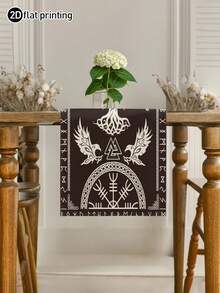 1pc,Pirate Treasure Map Table Runner, Theme Decor,Multiple Sizes,Machine Washable,Polyester Fiber Rectangular Tablecloth For Home Decor. - Black and White - View 6