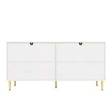 Black Sideboard (152 X 40 X 75 Cm) With A Unique Wavy Pattern, Gold Handles And Feet, Creating An Elegant Dining Space. - Putih - View 9