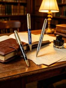 [Customized Product]1 Pen + 3 Refills + 1 Gift Box, Premium Stationery Gift: Customized Low-Key Luxury Metal Ballpoint Pen, Personalized Engraving, Smooth Writing, Office Essential - Sets - View 2