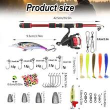 Caña de Pescar Telescópica y Juego de Carrete - Kit Completo de Pesca en Agua Dulce y Salada - Multicolor - Ver 2