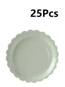 9 Inch Green Hollow Lace Paper Plates Disposable Paper Party Plates Elegant Flower Shaped Dinner Plates 7 Inch Cream Cake Dessert Plates Baby Shower Wedding Birthday Party Decoration Supplies - Multicolor - View 9