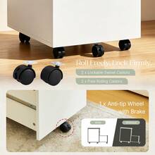 CLIPOP Mobile Filing Cabinet 3 Drawers With Lock And Wheels, Under Desk Lockable File Cabinet With Suspension File Hanging Rails For A4/Letter/Legal, Anti-Tilt Office Unit - White - View 9