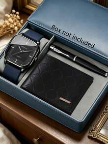 3-Piece Men's Gift Set: Watch, Wallet And Pen – Men's Business Gift - Blue - View 7