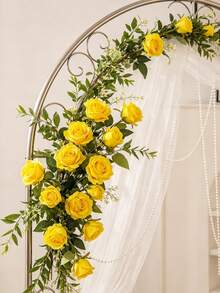 5pcs Burgundy Red Artificial Roses, Single Stem Artificial Flower Bridal Bouquet, Suitable For Birthday, Rose Floral Arrangement And Home Decor - Perfect Gift For Valentine's Day, Mother's Day And Birthday - Yellow - View 8