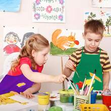 6PCS Disposable Aprons With Fabric Aprons, Non-Woven Fabric Children's Artist Aprons, Suitable For Kitchen, Classroom, Community Activities, Parties, Crafts And Art Painting Activities, Multiple Colors Random - Multicolor - View 3