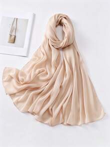 1pc Women's Solid Color Scarf Fashion Elegant Headscarf For Daily Wear - Champagne - View 3