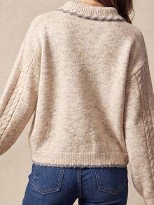 Cardigan Rajut Kancing Bentuk Hati, Sweater Rajut Kabel Klasik untuk Hadiah Natal & Musim Dingin - Aprikot - View 5