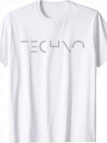 Camiseta unisex para amantes de la música techno. Con letras llamativas y notas musicales, perfecta para fiestas y para uso casual, de corte cómodo para todos. - Atrás - Ver 7