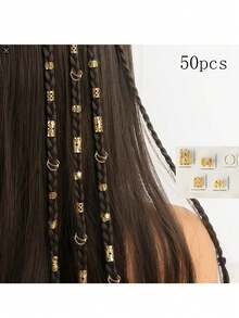 50pcs Braided Hair Clips, Braid Jewelry Accessories, Braided Hair Decor - Multicolor - View 5