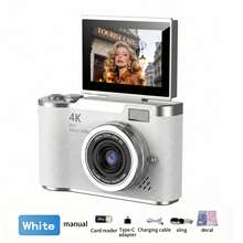 كاميرا رقمية 4K بدقة 48 ميجابكسل للتصوير الفوتوغرافي والفلوق، شاشة قابلة للطي 2.4 بوصة، زووم رقمي 8x، مانع اهتزاز، محمولة، كاميرا بطاقة CCD، مناسبة للمراهقين والسفر والمبتدئين، بطارية 800mAh بعمر طويل - متعدد الألوان - مشاهدة 10