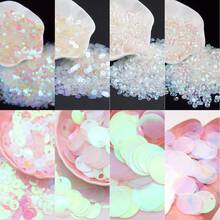 3-30mm Cup Flat Round Loose Sequin Paillettes AB Transparent & Transparent PVC Confetti Large Sequins DIY For Spangles Craft Supplies Jewelry Making Sewing Embroidery Applique - 20 Grams - View 1