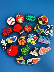 20pcs/Set Sports Game PVC Material Shoe Decoration Set, Including Baseball, Basketball And More, Perfect Gift For Friends - Multicolor - View 13