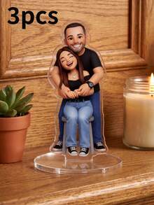 1/3/5pcs Customized Photo Acrylic Stand, Personalized Family Portrait Desktop Decor. Upload Photo To Create Unique Father's Day Gift For Dad And Grandpa, Customized Home Decor, Birthday And Anniversary Family Keepsake. - Multicolor - View 28