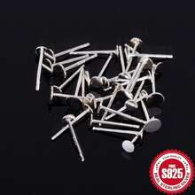 10pcs Pure Silver S925 Flat Stud Earrings And Earring Bases, Can Be Glued With Beads And Ear Pendants, Jewelry DIY Accessories Material Kit - Silver - View 4